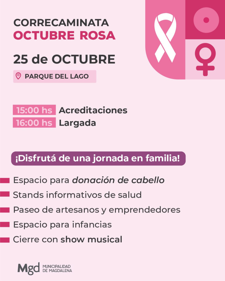 Participantes de la correcaminata Octubre Rosa en Magdalena