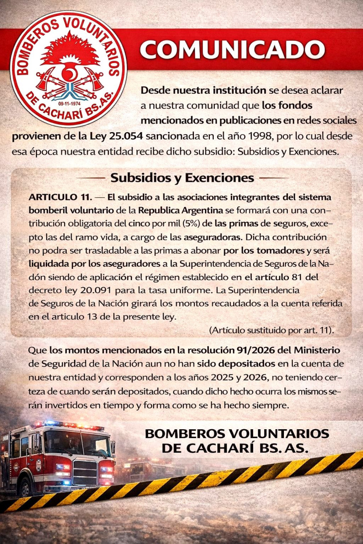 Equipamiento Bomberos Voluntarios Cacharí